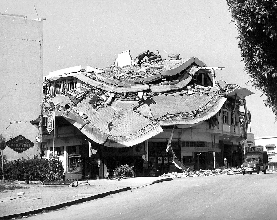 Destroyed buildings in Agadir after the earthquake, 1960.