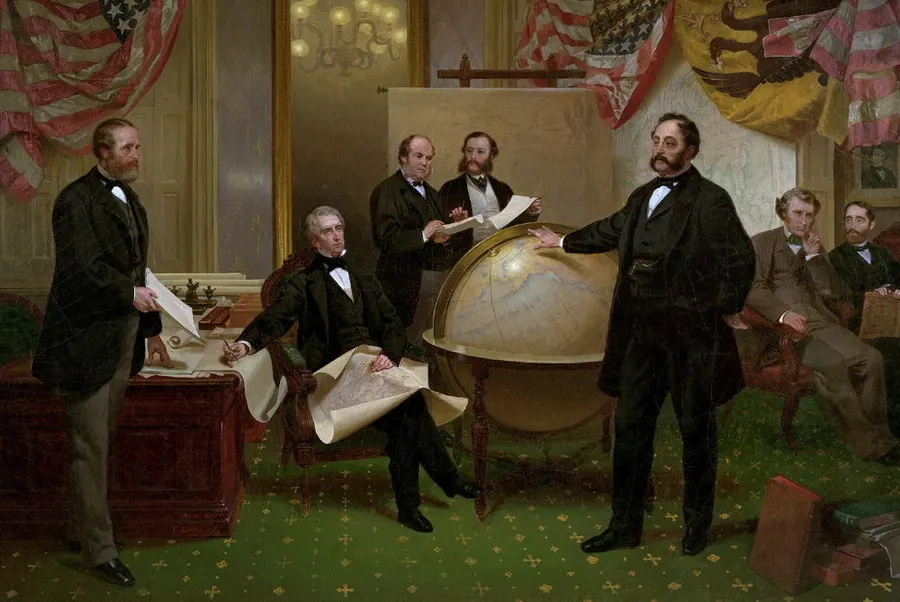 Emanuel Leutze's painting of the signing of the Alaska treaty in March 1867.