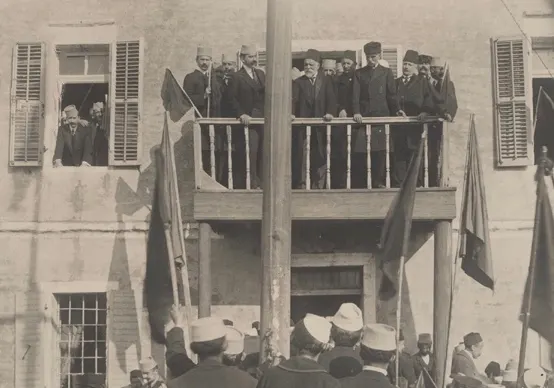 Crowds at Vlorë celebrate the first anniversary of Albania's declaration of independence, 28 November 1913.
