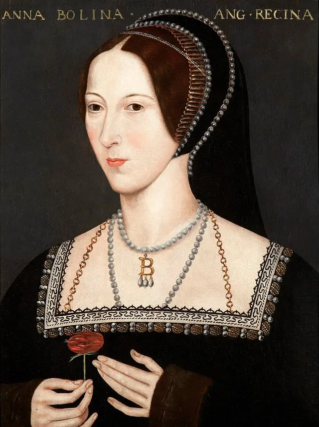 Anne Boleyn, a portrait of the English school after a lost original, at Hever Castle.