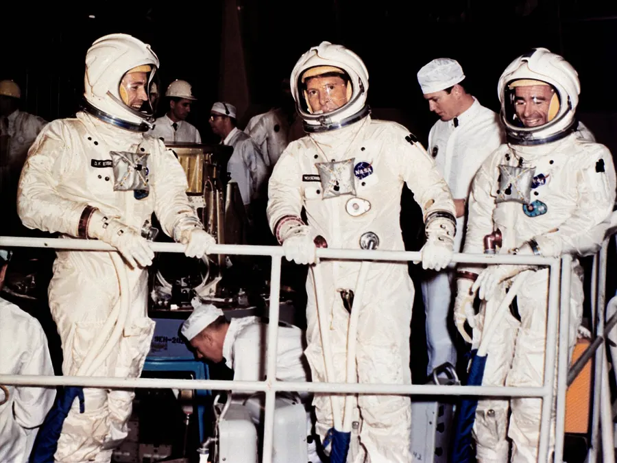 The Apollo 7 crew in training: Donn Eisele, Walter Schirra and Walter Cunningham.