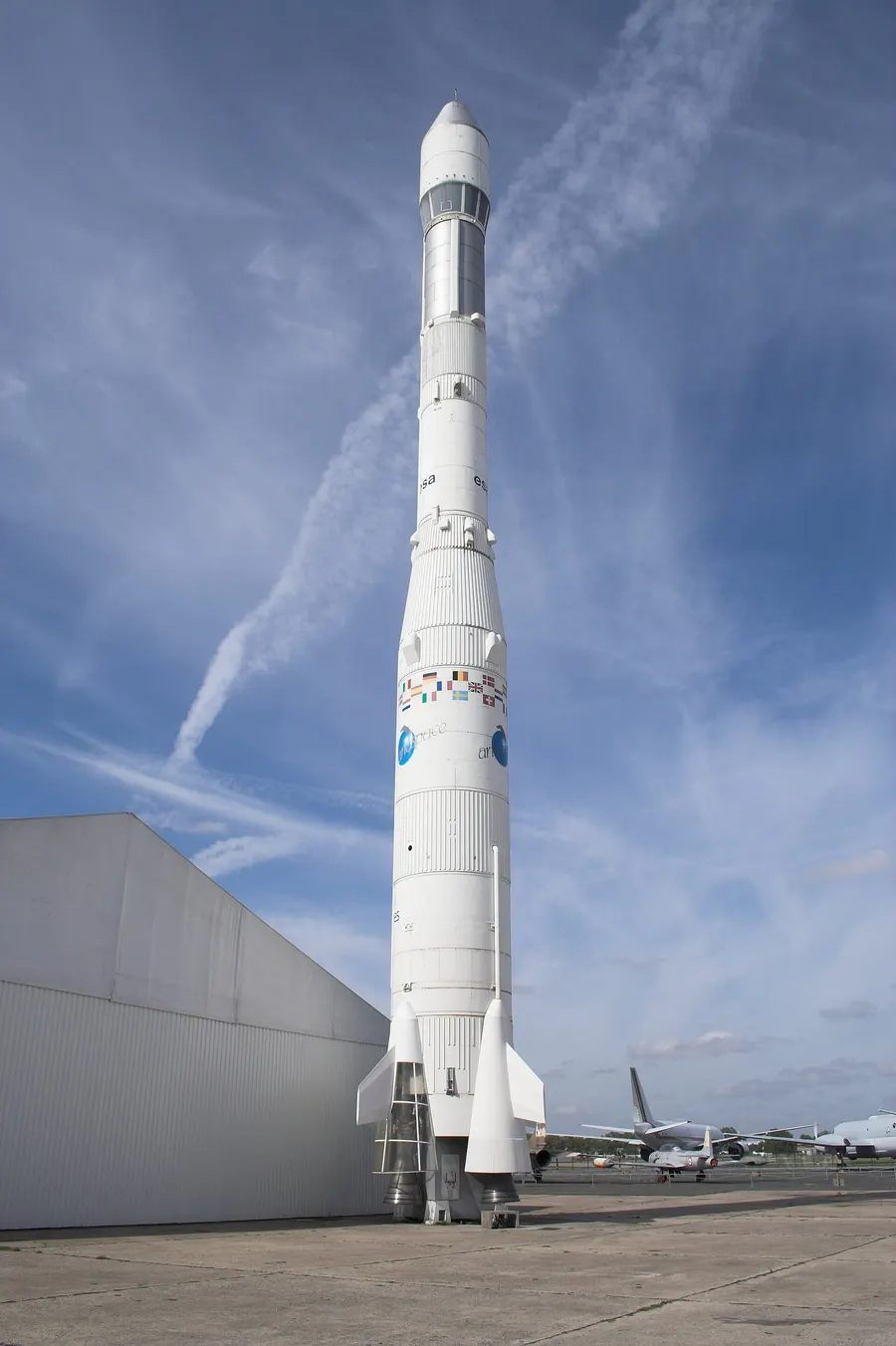 A model of the Ariane 1 rocket at the Air and Space Museum, Le Bourget.