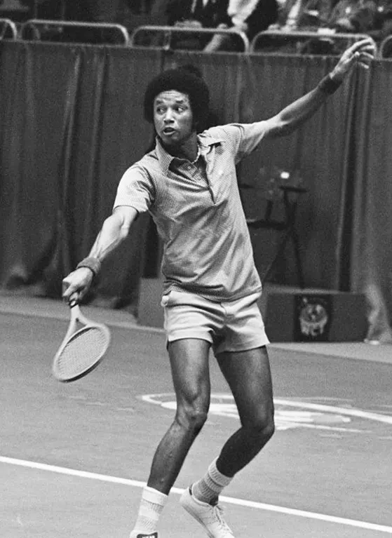 Arthur Ashe in action in the 1970s