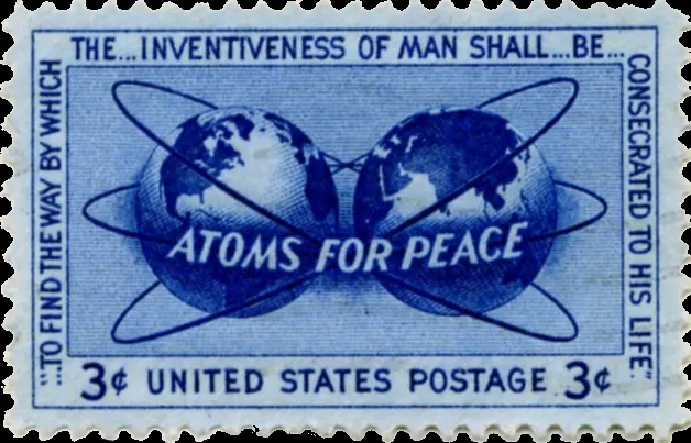 The United States 'Atoms for Peace' postage stamp of 1955.
