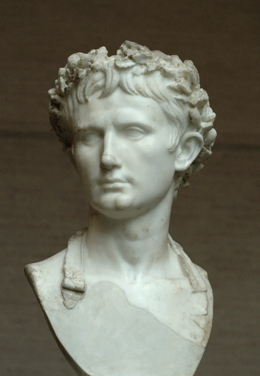 A marble bust of Augustus, the name Octavian took after his victory, in the Glyptothek, Munich
