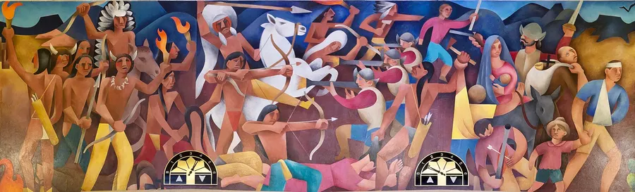 Loren Mozley's 1936 mural of the Pueblo Revolt of 1680, painted under a New Deal art programme for a federal building in Albuquerque