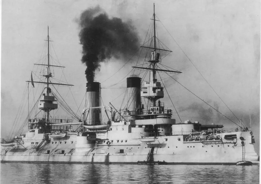 The Russian battleship Tsesarevich at Toulon in 1903, a year before she led the break-out from Port Arthur