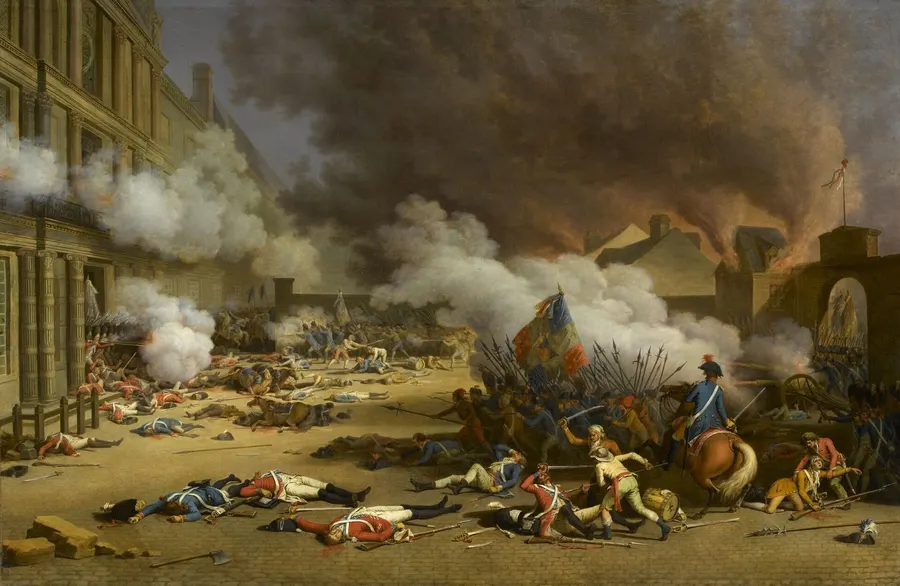 The storming of the Tuileries palace on 10 August 1792, painted by Jacques Bertaux in 1793