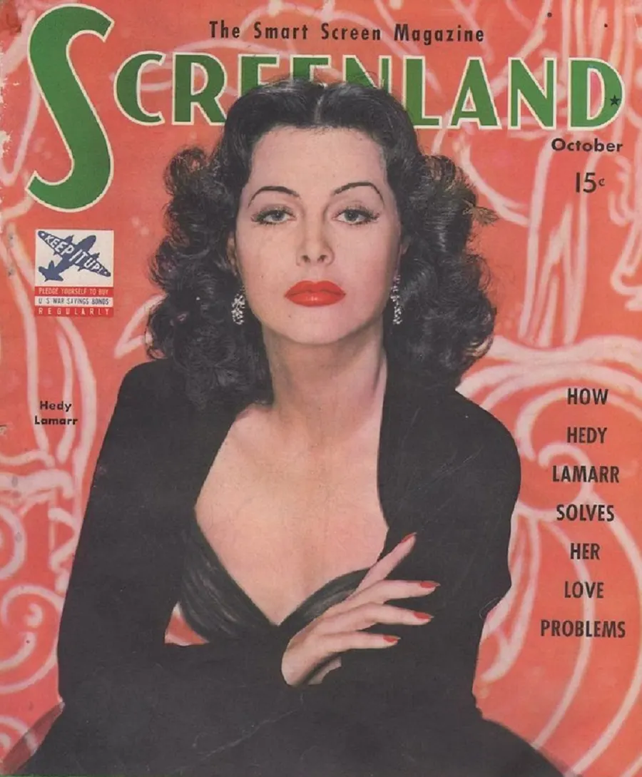 Hedy Lamarr on the cover of the film magazine Screenland in October 1942, two months after her patent was granted