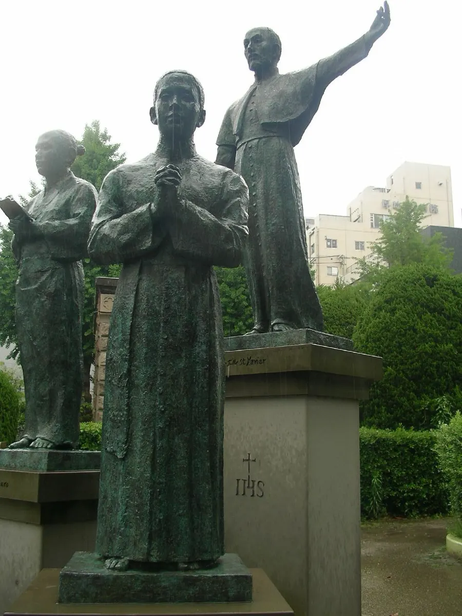 Statues of Francis Xavier, Anjirō and Bernardo the Japanese in Xavier Park, Kagoshima