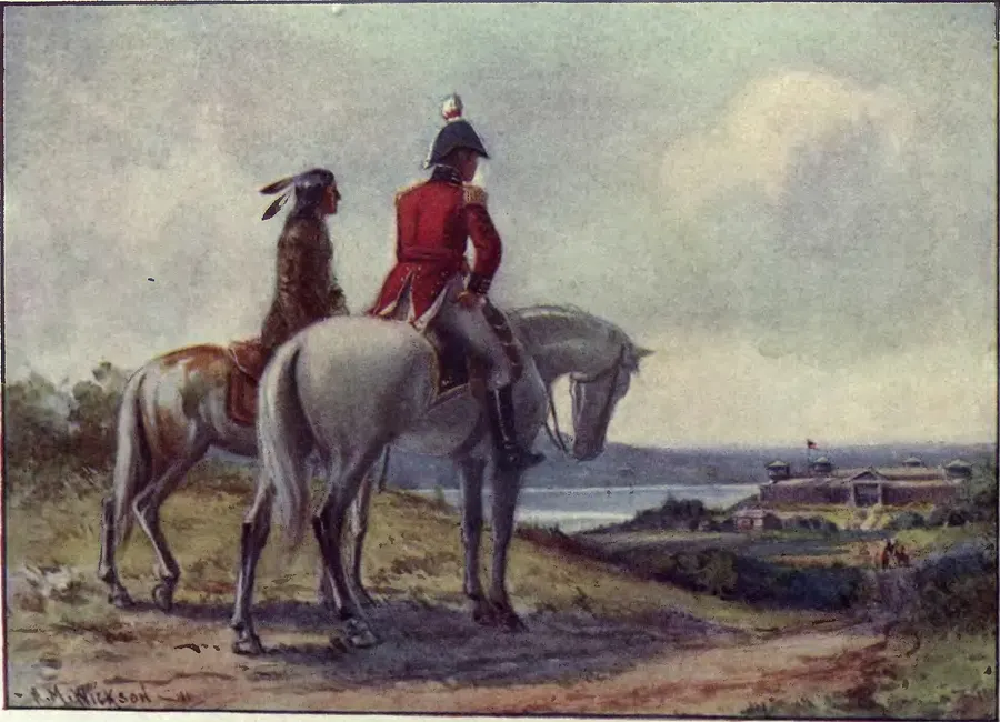 Tecumseh and Isaac Brock at Detroit, in a painting by Alfred Morton Wickson