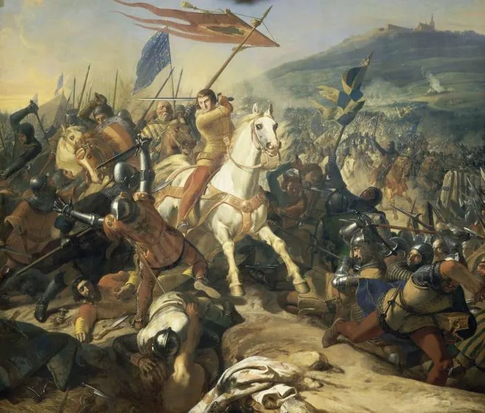 The Battle of Mons-en-Pévèle, painted by Charles-Philippe Larivière in 1839