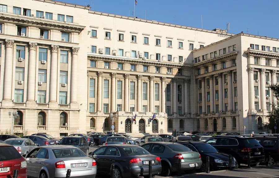 The former Central Committee building of the Romanian Communist Party in Bucharest, from whose balcony Ceaușescu spoke