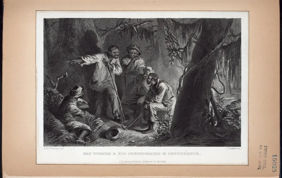 Nat Turner and his companions in conference, an engraving of 1880 in the New York Public Library