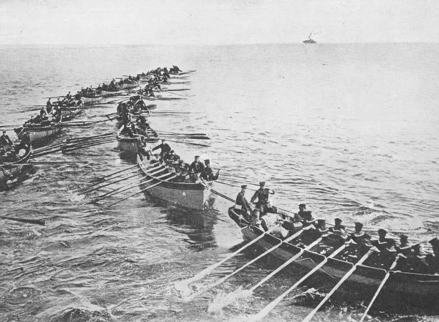 Japanese sailors coming ashore during the Siege of Tsingtao in 1914