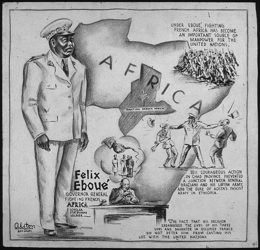 Félix Éboué on a wartime poster by Charles Alston for the US Office of War Information, held by the US National Archives