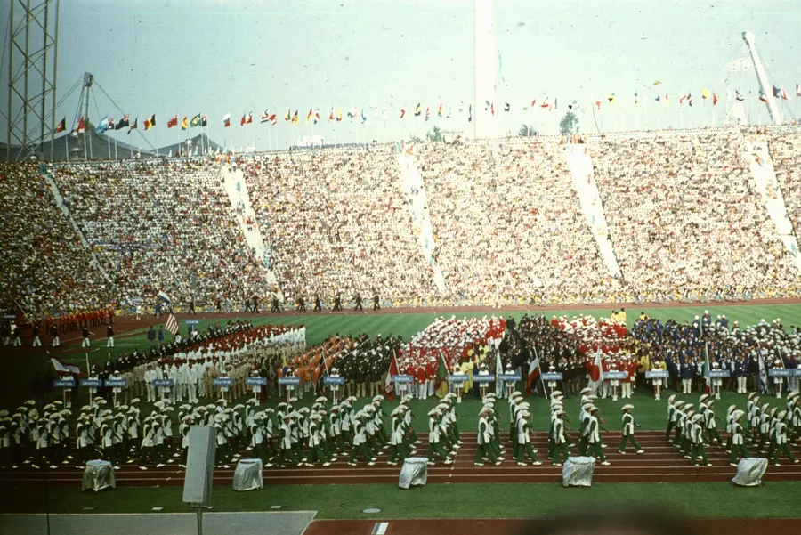 The opening ceremony of the Munich Olympic Games in the Olympic Stadium on 26 August 1972