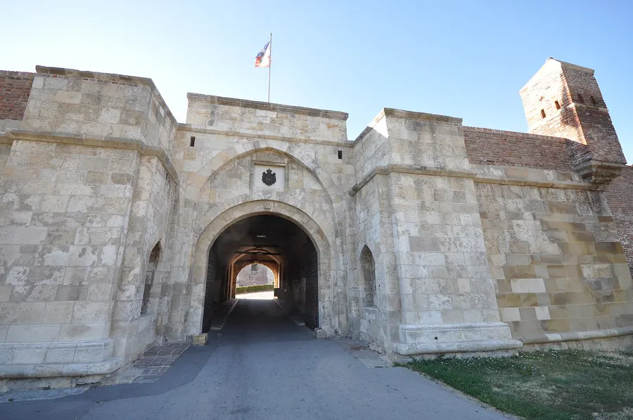 A gateway of the Belgrade Fortress, the stronghold above the meeting of the Sava and the Danube, much rebuilt since 1521