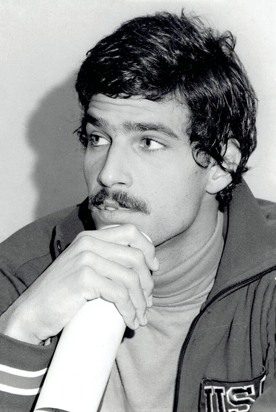 Mark Spitz at a press conference during the 1972 Olympic Games in Munich