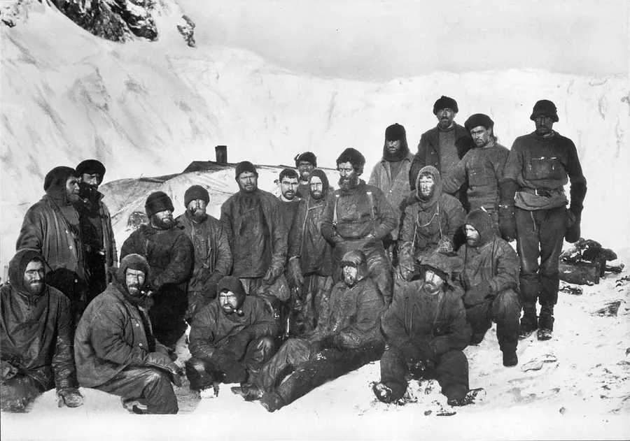The men of Shackleton's expedition left on Elephant Island, photographed by Frank Hurley in 1916