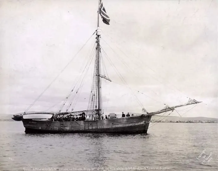 Amundsen's ship, the Gjøa, at Nome, Alaska, in 1906, from the Frank H. Nowell photograph collection