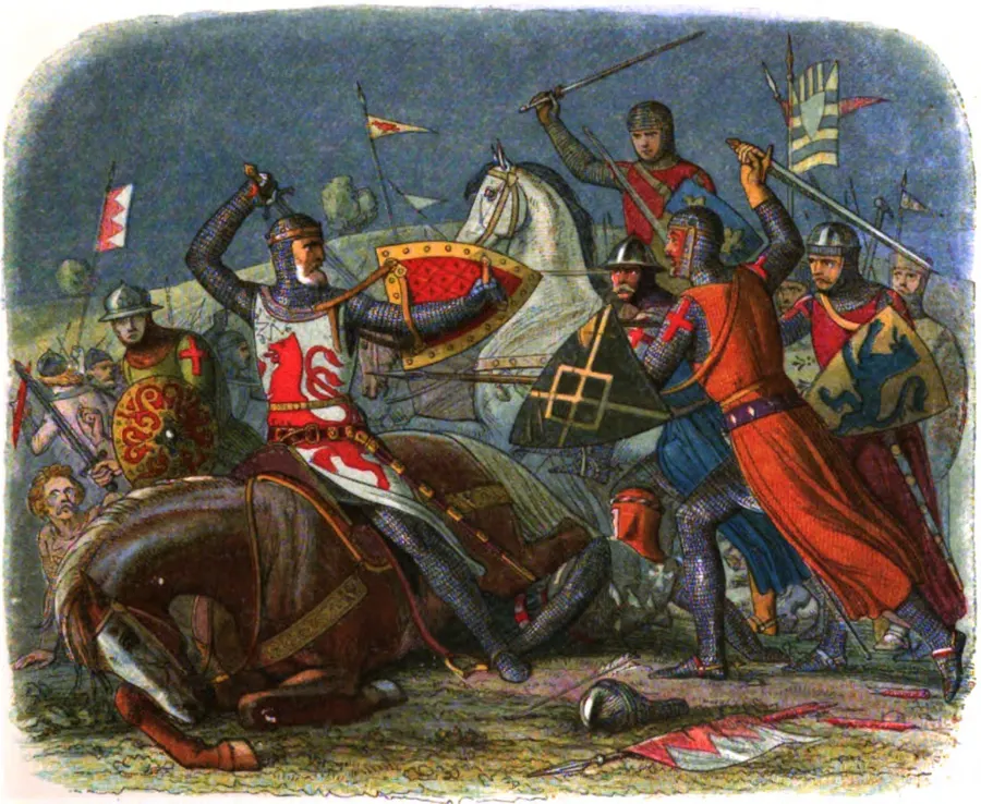 The death of Simon de Montfort at Evesham, from James Doyle's illustrated A Chronicle of England, 1864
