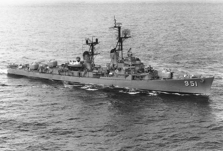 The destroyer USS Turner Joy at sea in May 1964, three months before the Gulf of Tonkin incidents