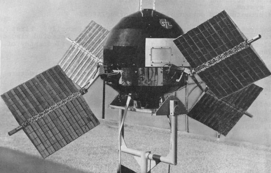 Explorer 6 with its four paddle-shaped solar panels opened out