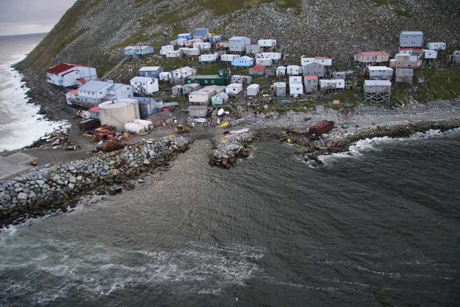 The village on Little Diomede Island in the Bering Strait, where Lynne Cox began her swim