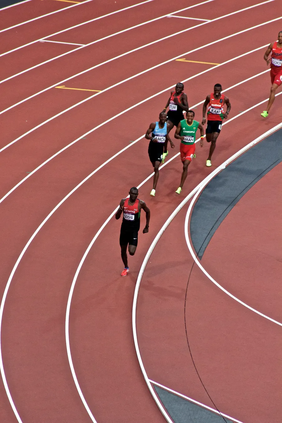 The men's 800 metres final at the London Olympics, in which David Rudisha set his world record