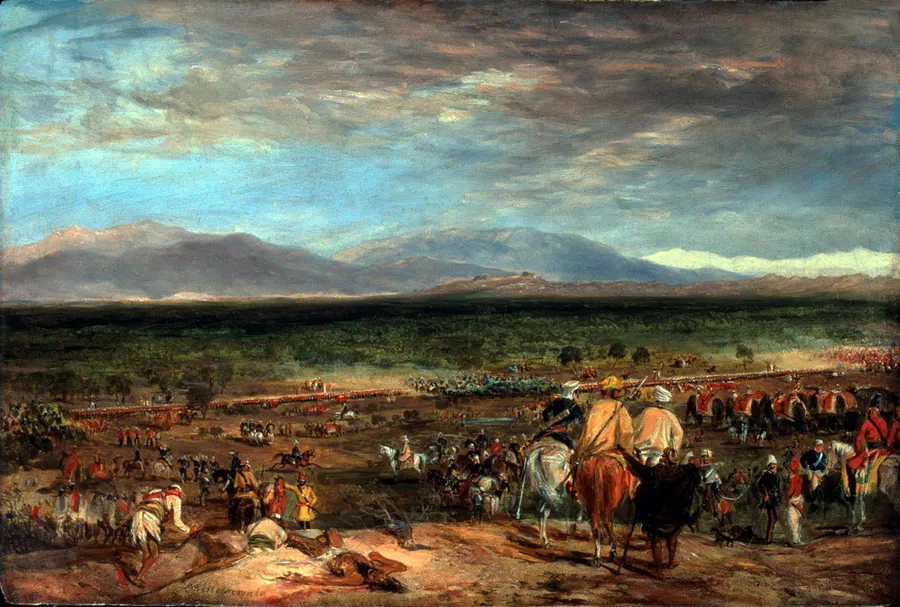 The Battle of Chillianwala, painted in 1849 by Lieutenant Charles Becher Young of the Bengal Engineers (National Army Museum).
