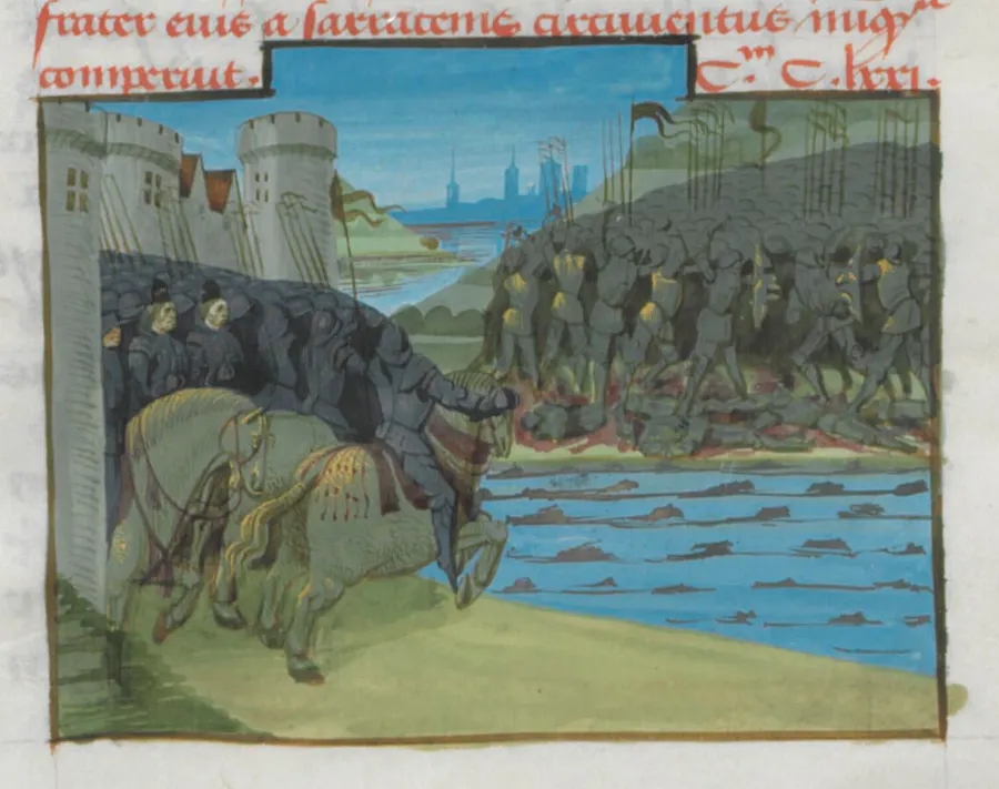 The Battle of Mansurah in a fifteenth-century French manuscript (Bibliothèque nationale de France, Latin 4915).
