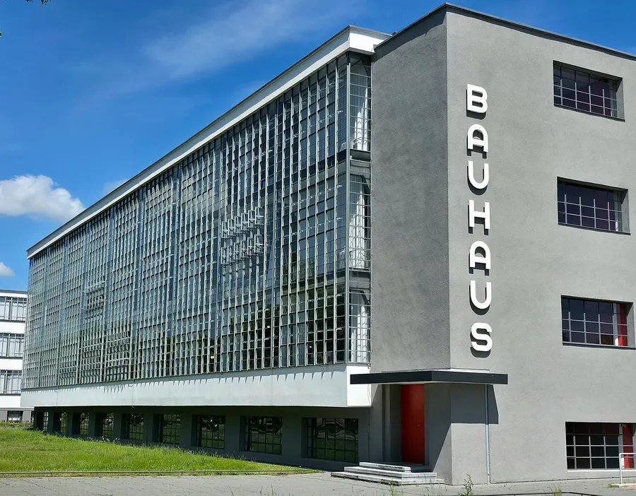 The Bauhaus building in Dessau, with its glass-walled workshop wing.