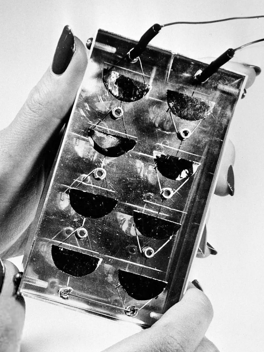 An early solar module of 1954, recorded on Wikimedia Commons as the first.