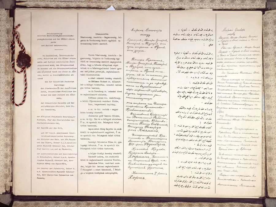 The opening pages of the Treaty of Brest-Litovsk, 1918.