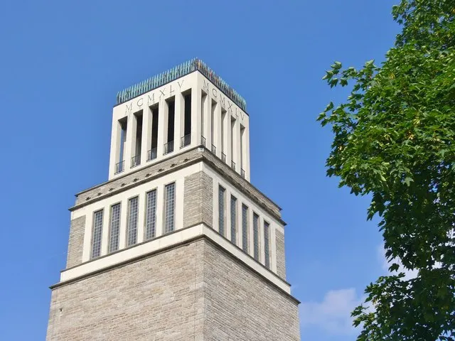 The bell tower of the Buchenwald memorial near Weimar, Germany.