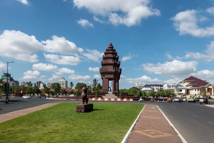 The Independence Monument in Phnom Penh, photographed in 2019.