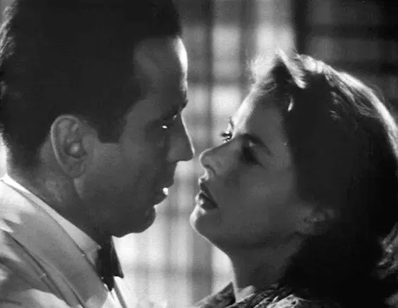 Humphrey Bogart and Ingrid Bergman in the trailer for Casablanca, 1942.