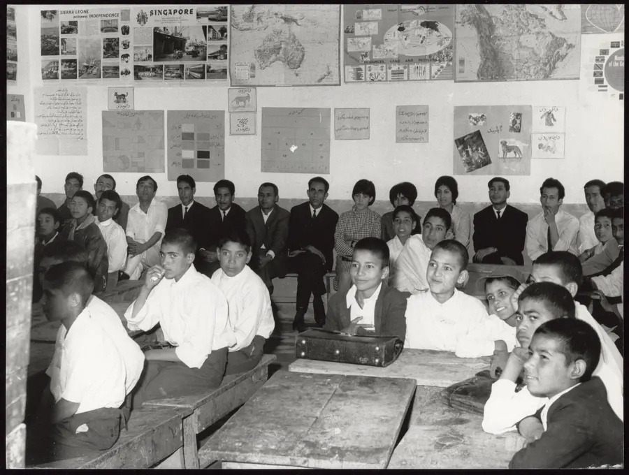 Pupils listen to a lesson in a classroom in Kabul in 1968, from UNESCO's photo archive.