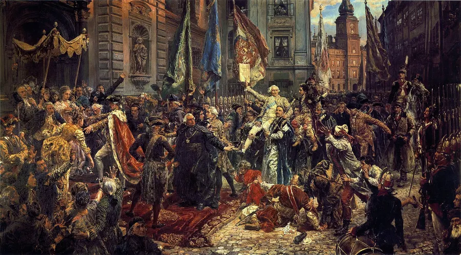 Jan Matejko's painting of the Constitution of 3 May 1791, with King Stanisław August entering St John's Cathedral in Warsaw.