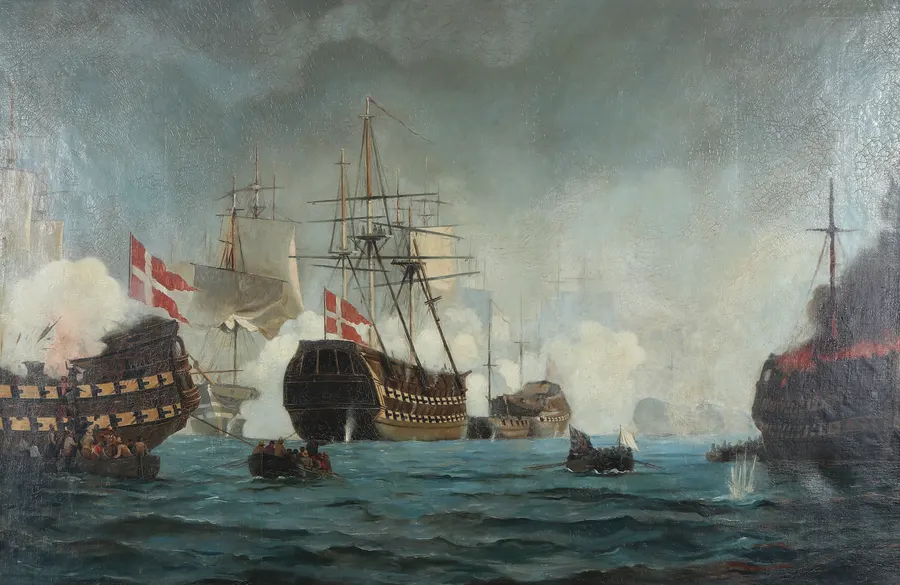 The Battle of Copenhagen, painted by the Danish artist Christian Mølsted.