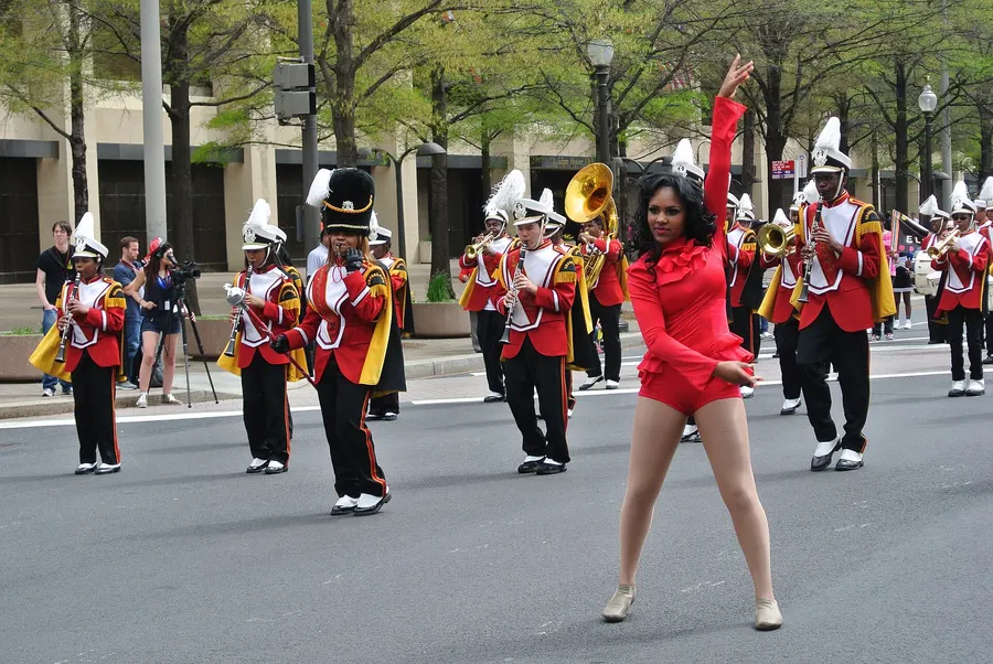 A marching band in Washington's Emancipation Day parade.