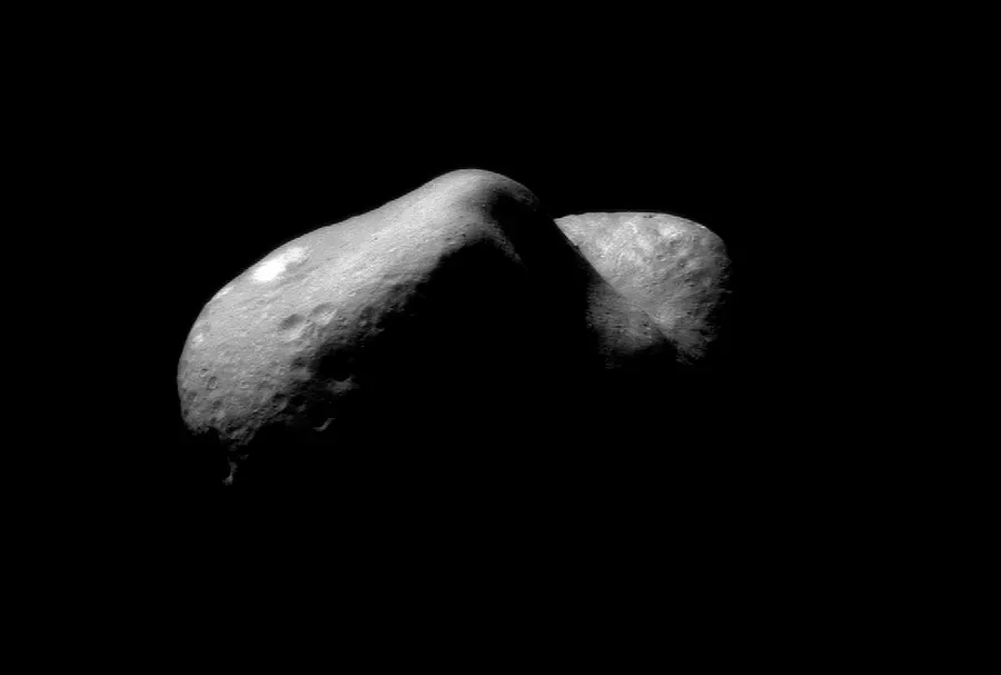 The asteroid Eros photographed by NASA's NEAR Shoemaker spacecraft