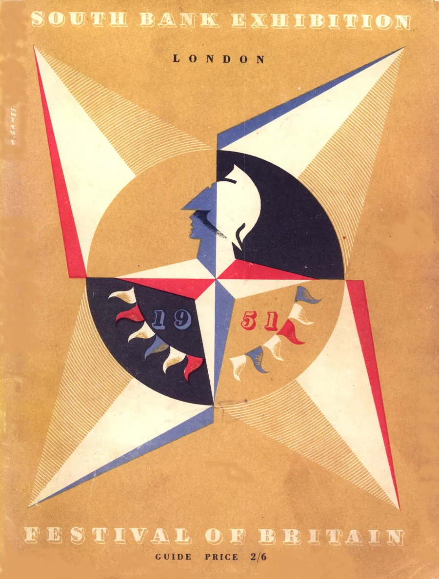Abram Games's Festival of Britain emblem on the cover of the South Bank Exhibition guide, 1951.