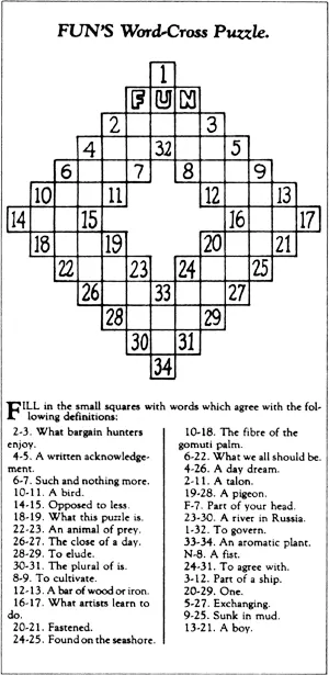 A re-creation of Arthur Wynne's 'Word-Cross' puzzle from the New York World, 21 December 1913.