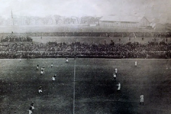 Scotland play England in the first rugby international at Raeburn Place, Edinburgh, 1871.