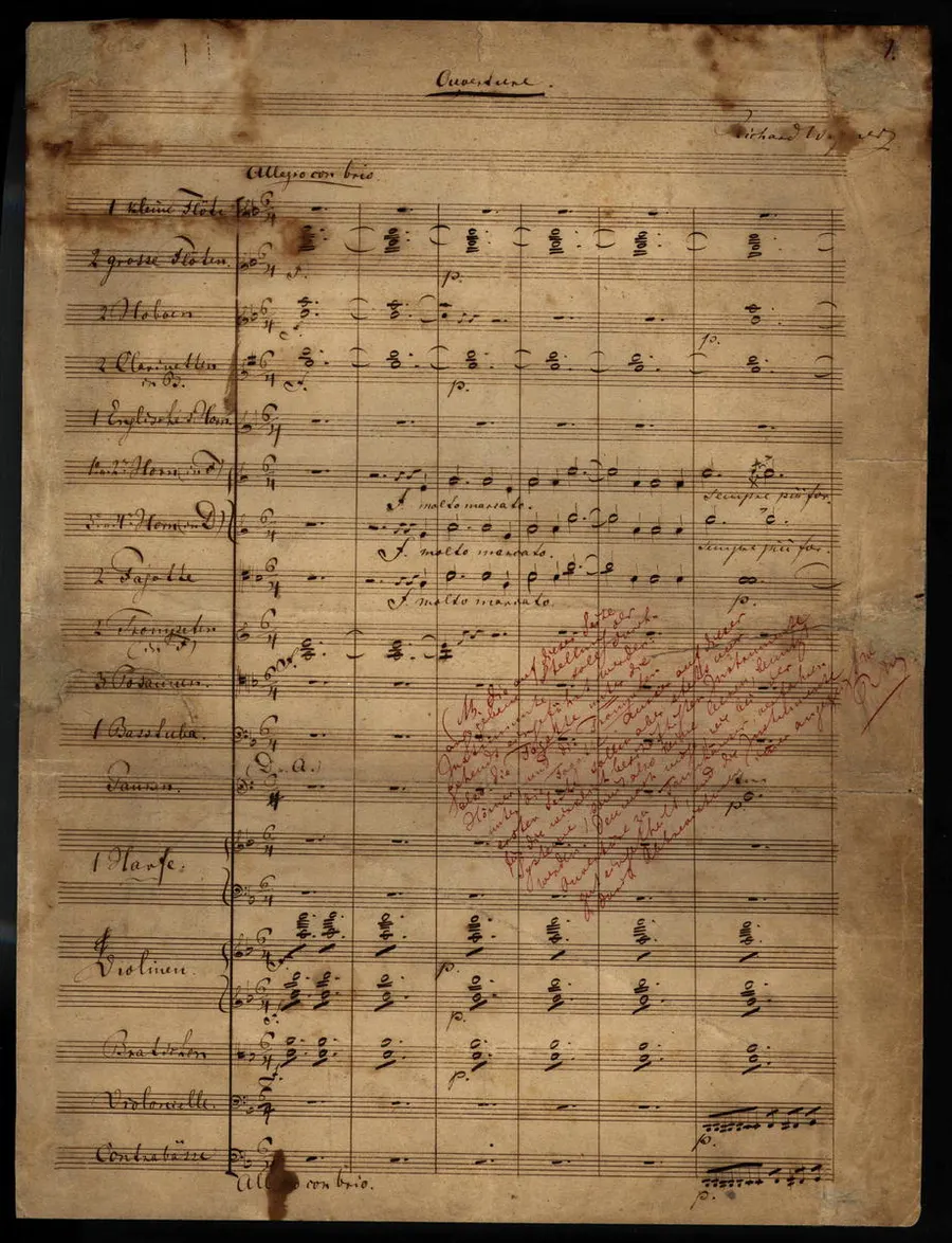 A page of the overture to The Flying Dutchman in Wagner's own hand, about 1843.