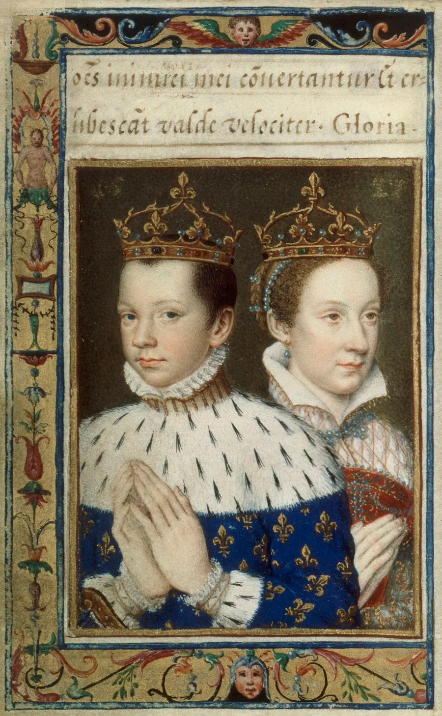 Francis and Mary, Queen of Scots, as king and queen of France, in the Book of Hours of Catherine de' Medici.