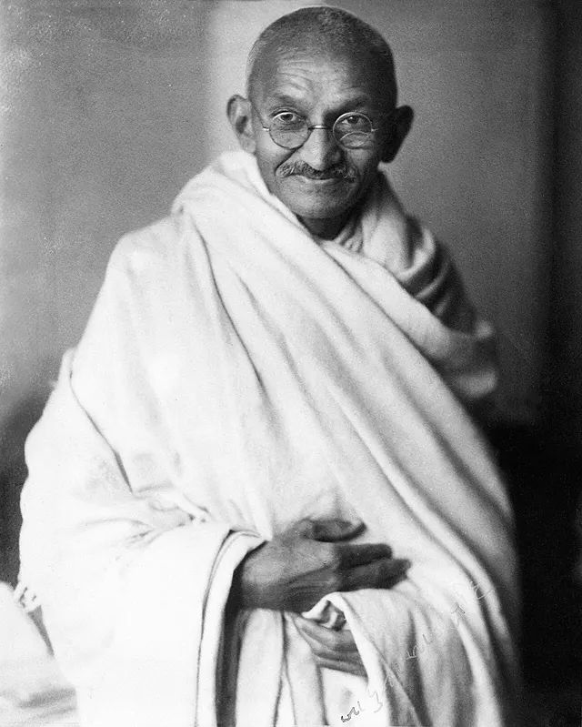 Mahatma Gandhi in a London studio photograph, 1931.