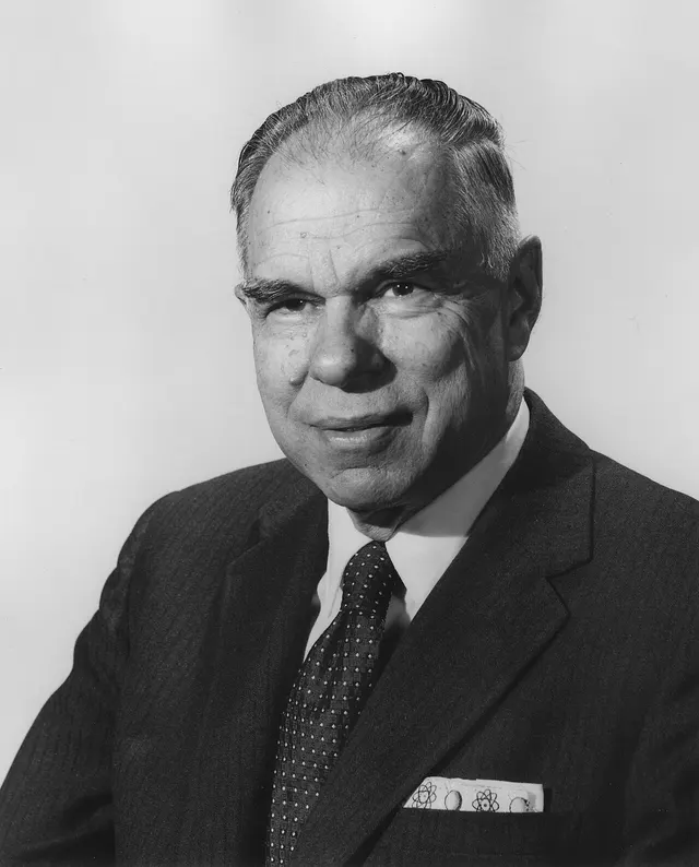Glenn Seaborg, a member of the team that made element 98, about 1964.